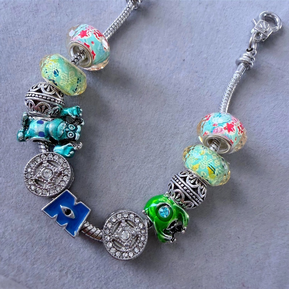 Pandora-like Bead Charm Fits Snake Chain Bracelet Monsters Inc Sulley Mike